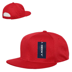 Decky 1128 Mesh Jersey Flat Bill Snapback Cap Red Red / One Size Fits Most