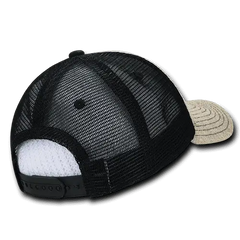 Decky 1136 Low Crown Jute Trucker Cap - Natural Black - Natural Black / One Size Fits Most