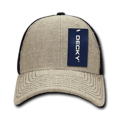 Decky 1136 Low Crown Jute Trucker Cap - Natural Black - Natural Black / One Size Fits Most