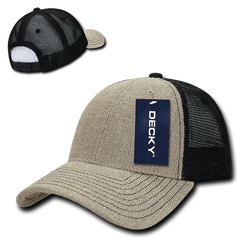 Decky 1136 Low Crown Jute Trucker Cap - Natural Black - Natural Black / One Size Fits Most