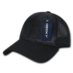 Decky 1142 Quilted Curve Trucker Cap - Black - Black / One Size Fits Most