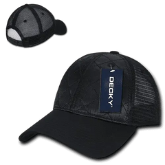 Decky 1142 Quilted Curve Trucker Cap - Black - Black / One Size Fits Most