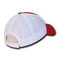 Decky 204 Low Crown Air Mesh Baseball Cap - Red White - Red White / One Size Fits Most