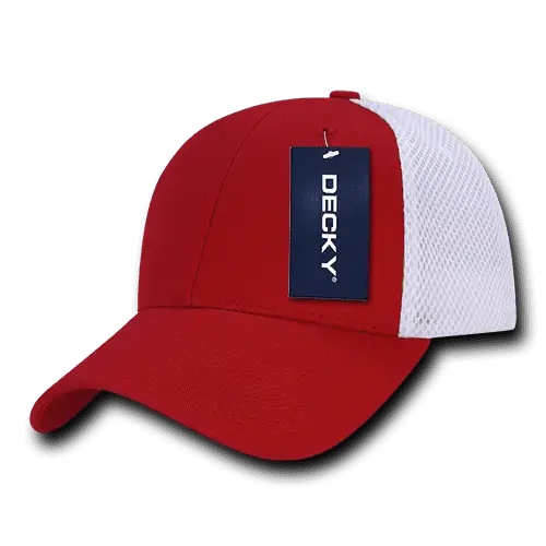 Decky 204 Low Crown Air Mesh Baseball Cap - Red White - Red White / One Size Fits Most