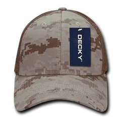 Decky 218 Structured Camo Trucker Cap - Desert Camo - Tan / One Size Fits Most