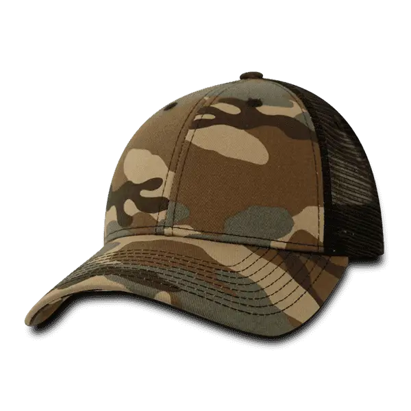 Decky 218 Structured Camo Trucker Cap - Woodland Black - Woodland Black / One Size Fits Most