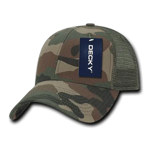 Decky 218 Structured Camo Trucker Cap - Woodland Camo - Woodland Camo / One Size Fits Most