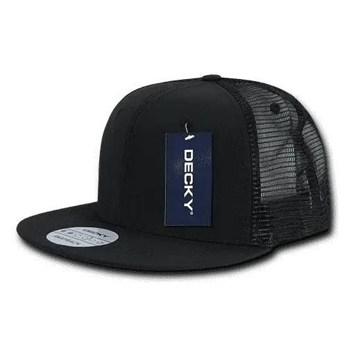 Decky 241 Ripstop Flat Bill Trucker Cap - Black - Black / One Size Fits Most