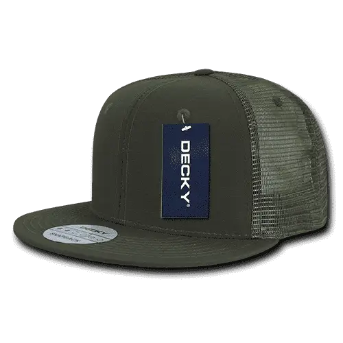 Decky 241 Ripstop Flat Bill Trucker Cap - Olive Drab - Olive / One Size Fits Most