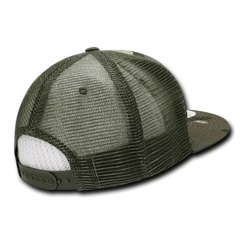 Decky 241 Ripstop Flat Bill Trucker Cap - Woodland Camo - Woodland Camo / One Size Fits Most