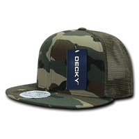 Decky 241 Ripstop Flat Bill Trucker Cap - Woodland Camo - Woodland Camo / One Size Fits Most