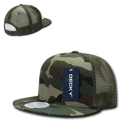 Decky 241 Ripstop Flat Bill Trucker Cap - Woodland Camo - Woodland Camo / One Size Fits Most