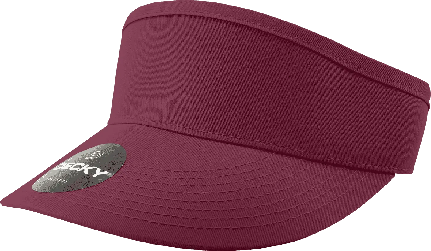 Decky 3015 High Profile Cotton Visor - Maroon - Maroon / One Size Fits Most