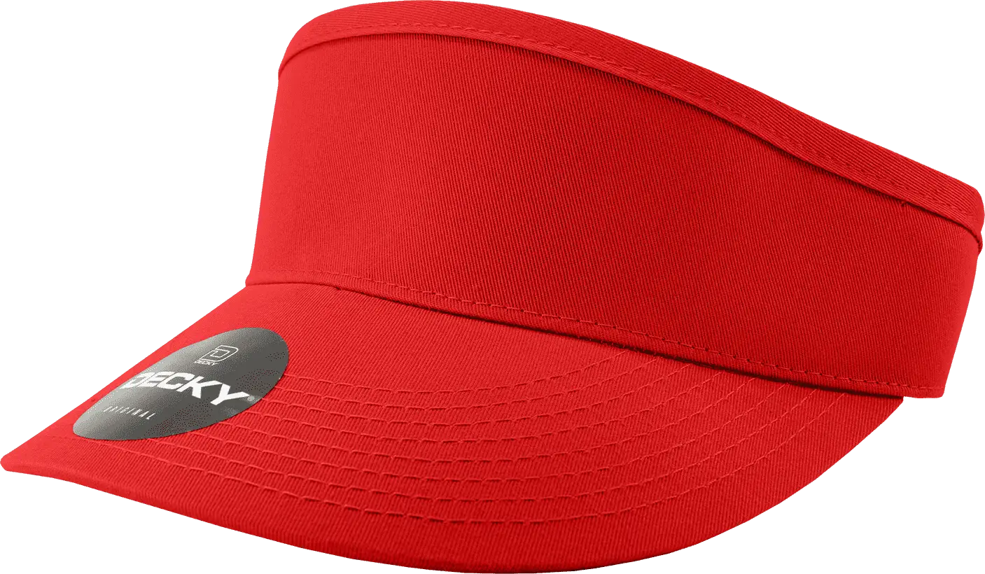 Decky 3015 High Profile Cotton Visor - Red - Red / One Size Fits Most