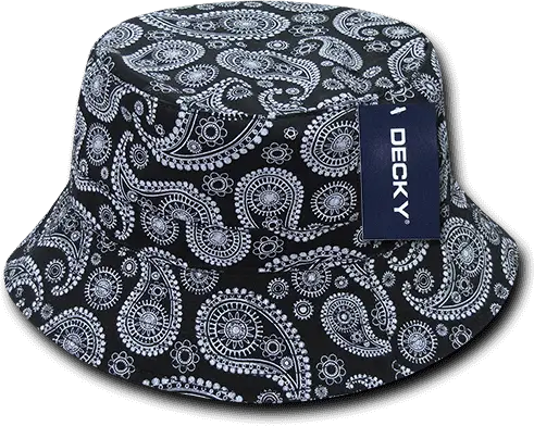 Decky 459 Paisley Bucket Hat - Black - Black / S/M