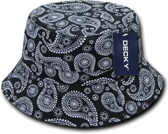 Decky 459 Paisley Bucket Hat - Black - Black / S/M
