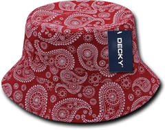 Decky 459 Paisley Bucket Hat - Red - Red / S/M