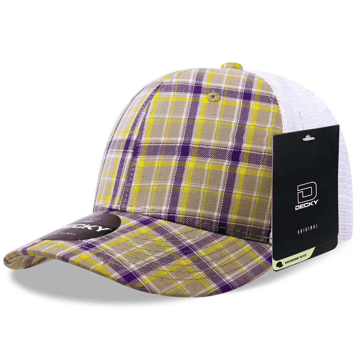 Decky 6017 M/C Plaid Cap - White 111 - White / One Size Fits Most