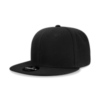 Decky 6020 High Prof 6 Panel Snapback Cap - Black - Black / One Size Fits Most