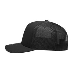 Decky 6021 Mid Profile 6 Panel Poly Cotton Trucker Cap - Black - Black / One Size Fits Most