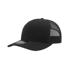 Decky 6021 Mid Profile 6 Panel Poly Cotton Trucker Cap - Black - Black / One Size Fits Most