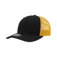 Decky 6021 Mid Profile 6 Panel Poly Cotton Trucker Cap - Black Gold - Black Gold / One Size Fits Most