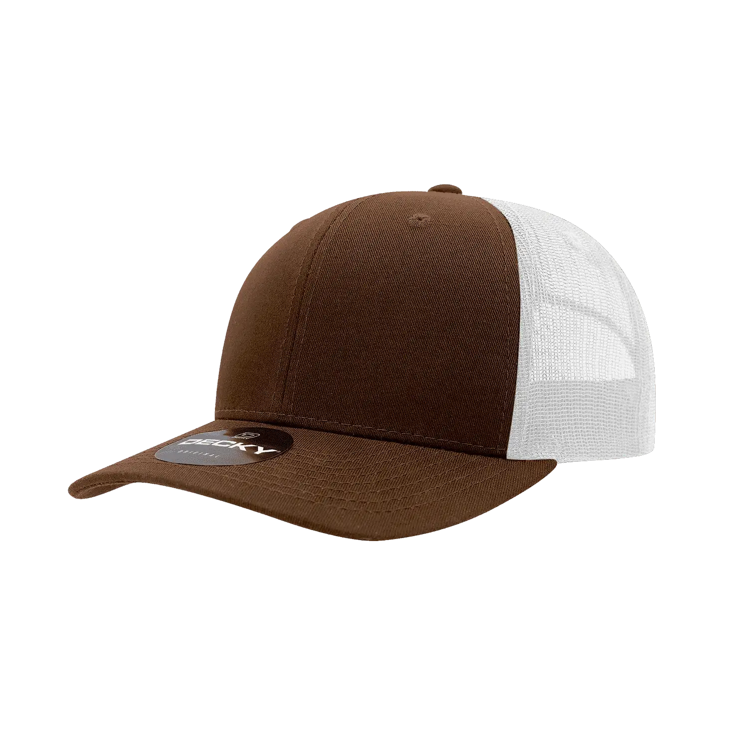 Decky 6021 Mid Profile 6 Panel Poly Cotton Trucker Cap - Brown White - Brown White / One Size Fits Most