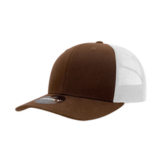 Decky 6021 Mid Profile 6 Panel Poly Cotton Trucker Cap - Brown White - Brown White / One Size Fits Most