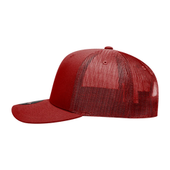 Decky 6021 Mid Profile 6 Panel Poly Cotton Trucker Cap - Cardinal - Cardinal / One Size Fits Most