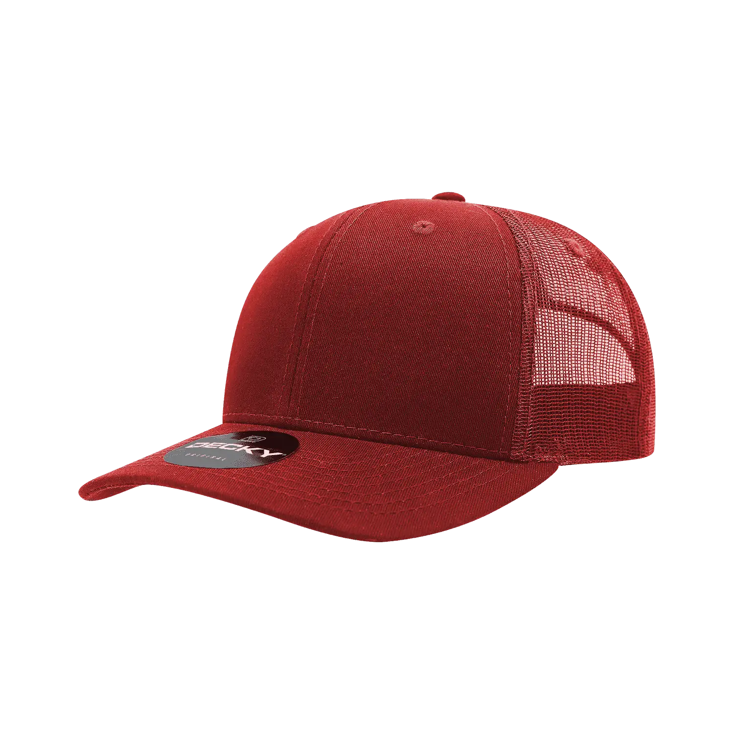 Decky 6021 Mid Profile 6 Panel Poly Cotton Trucker Cap - Cardinal - Cardinal / One Size Fits Most