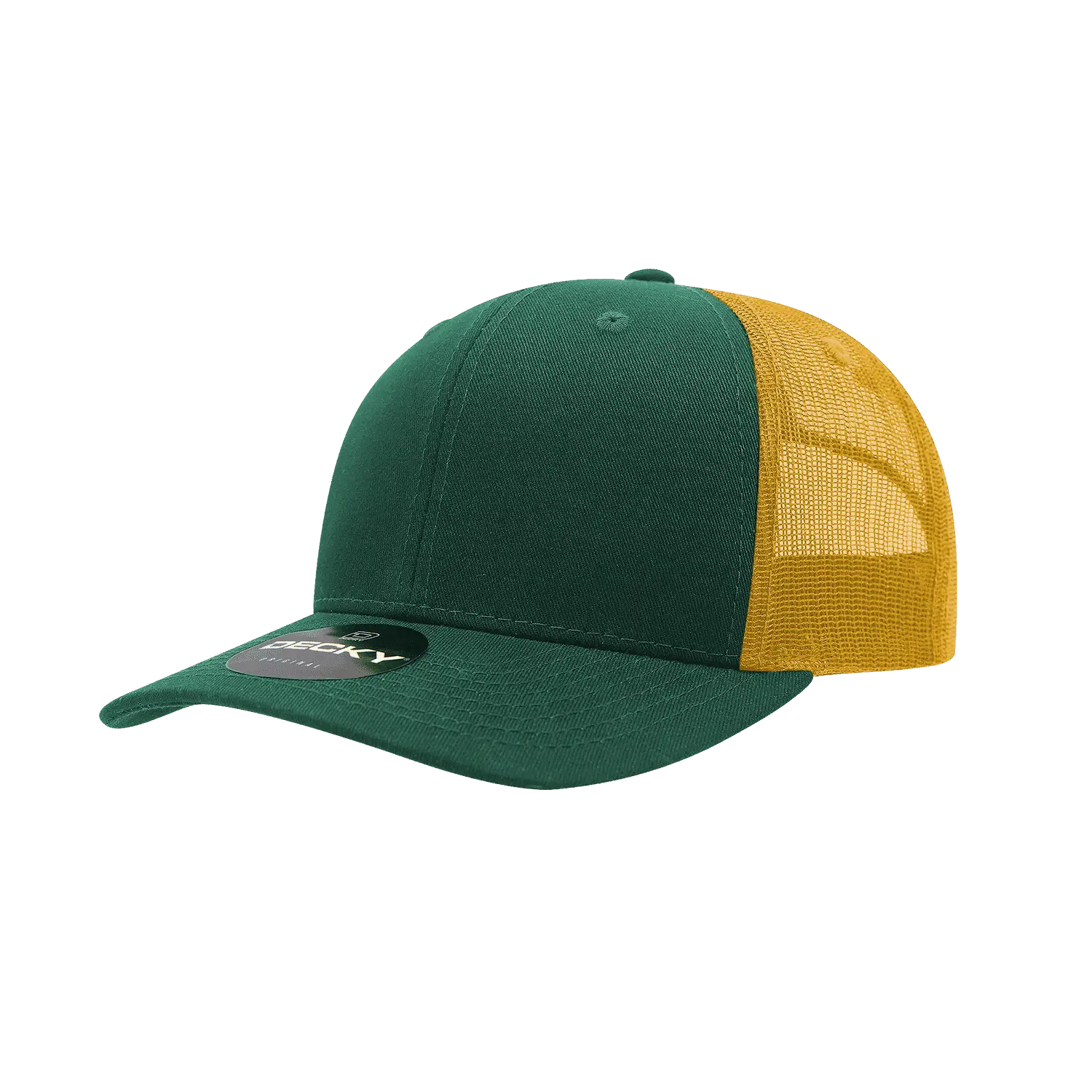 Decky 6021 Mid Profile 6 Panel Poly Cotton Trucker Cap - Forest Gold - Forest Gold / One Size Fits Most