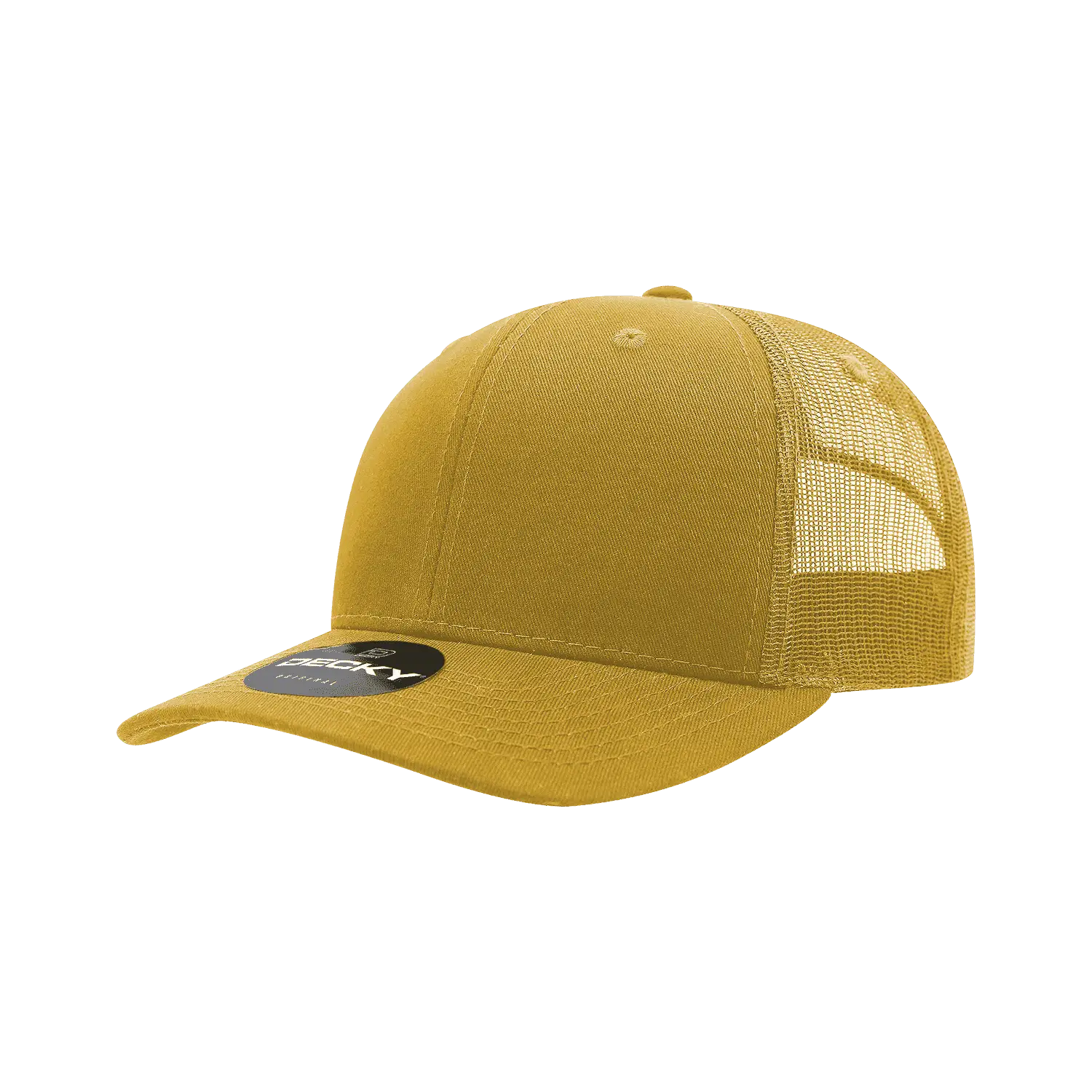 Decky 6021 Mid Profile 6 Panel Poly Cotton Trucker Cap - Gold - Gold / One Size Fits Most