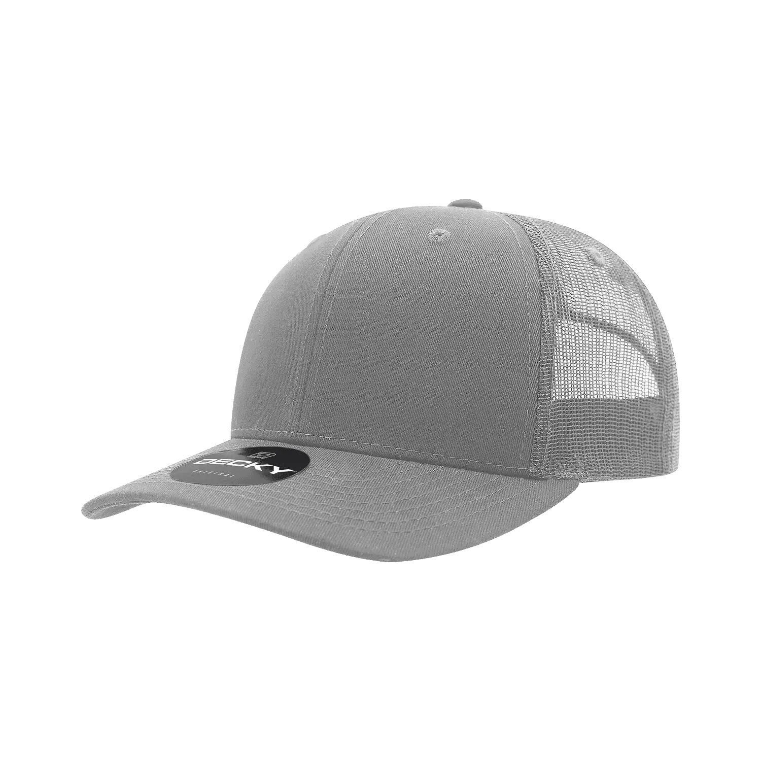 Decky 6021 Mid Profile 6 Panel Poly Cotton Trucker Cap - Gray - Gray / One Size Fits Most