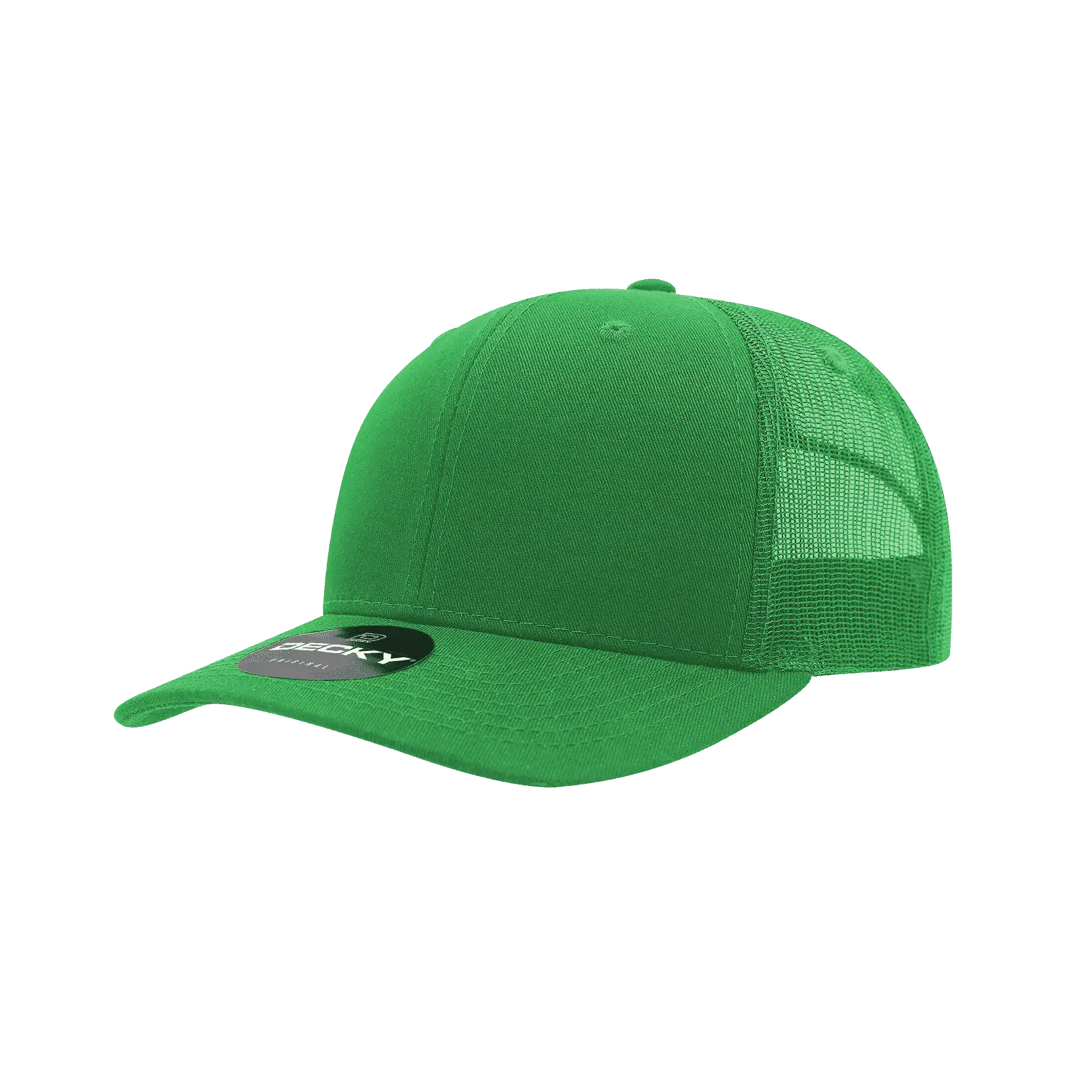 Decky 6021 Mid Profile 6 Panel Poly Cotton Trucker Cap - Kelly - Kelly / One Size Fits Most