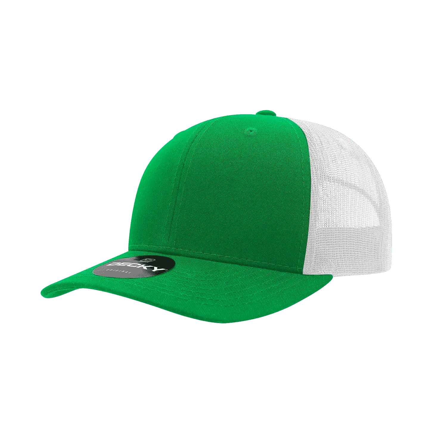 Decky 6021 Mid Profile 6 Panel Poly Cotton Trucker Cap - Kelly White - Kelly White / One Size Fits Most
