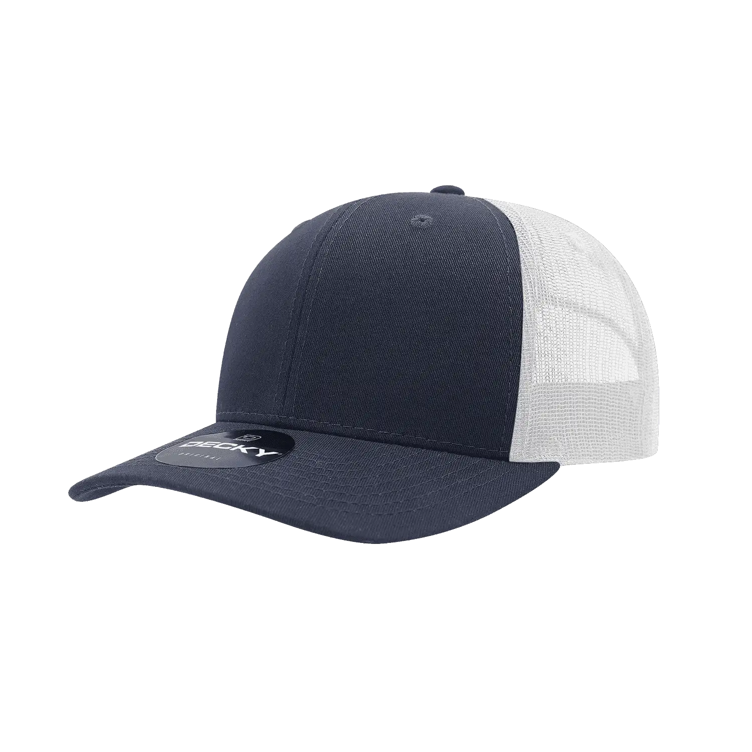 Decky 6021 Mid Profile 6 Panel Poly Cotton Trucker Cap - Navy White - Navy White / One Size Fits Most