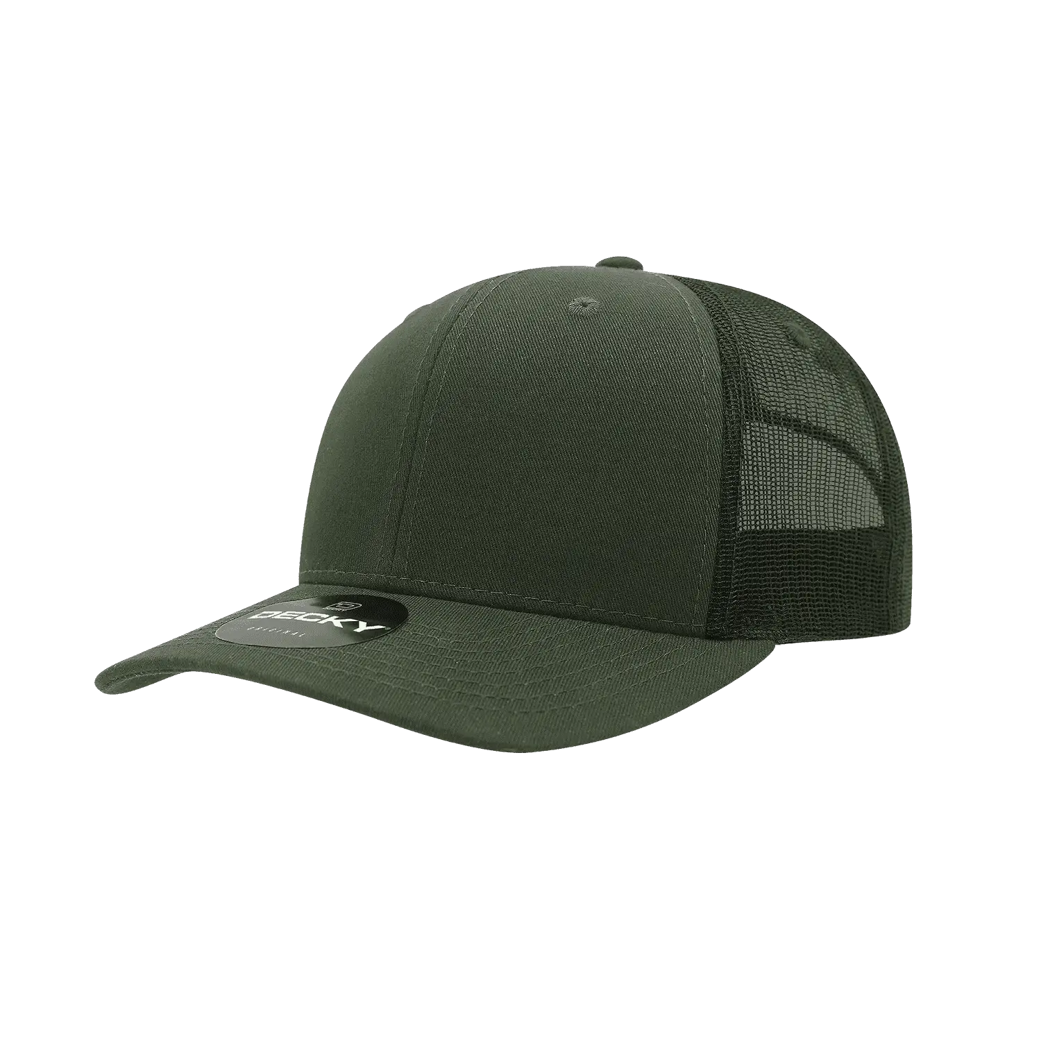 Decky 6021 Mid Profile 6 Panel Poly Cotton Trucker Cap - Olive Black - Olive Black / One Size Fits Most