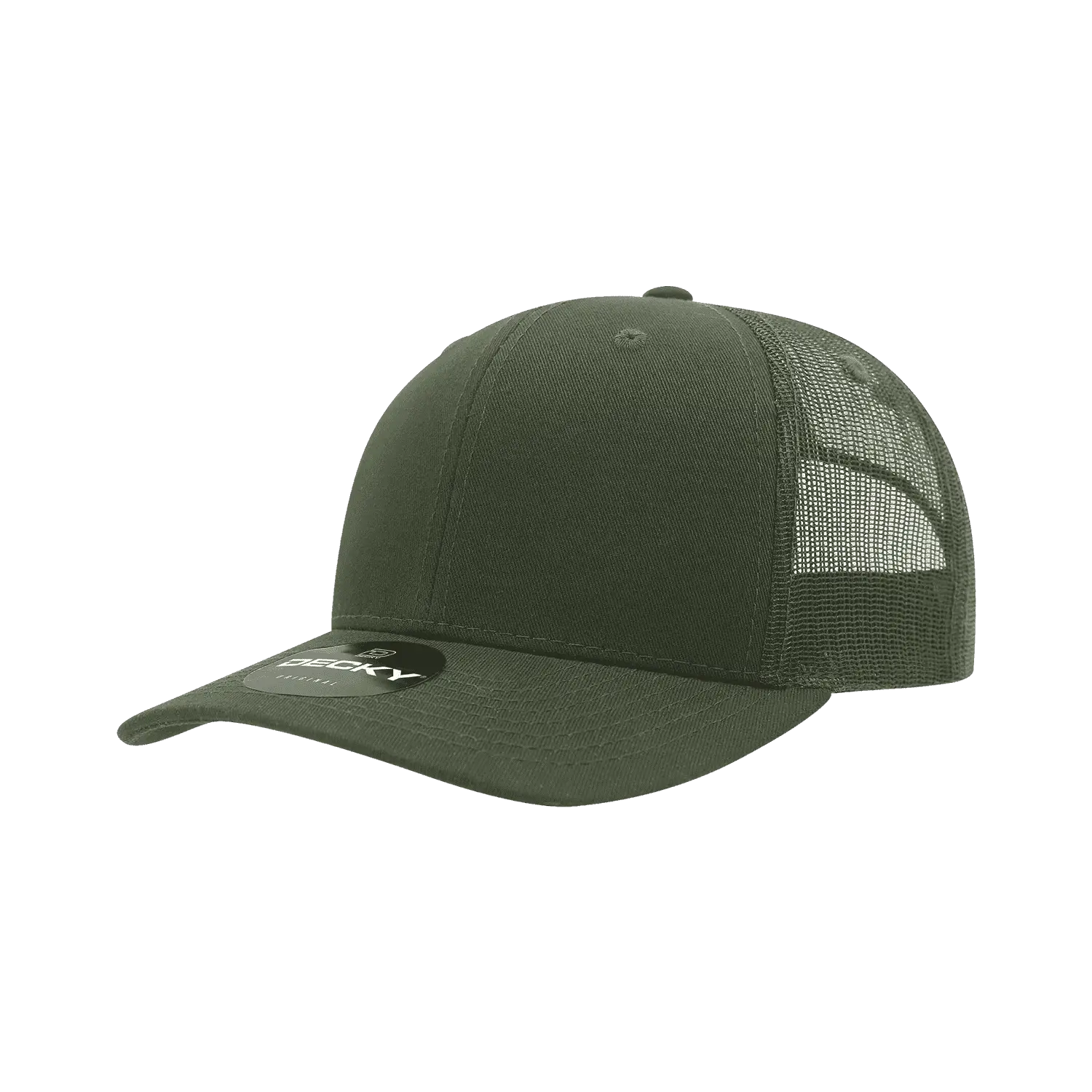 Decky 6021 Mid Profile 6 Panel Poly Cotton Trucker Cap - Olive - Olive / One Size Fits Most