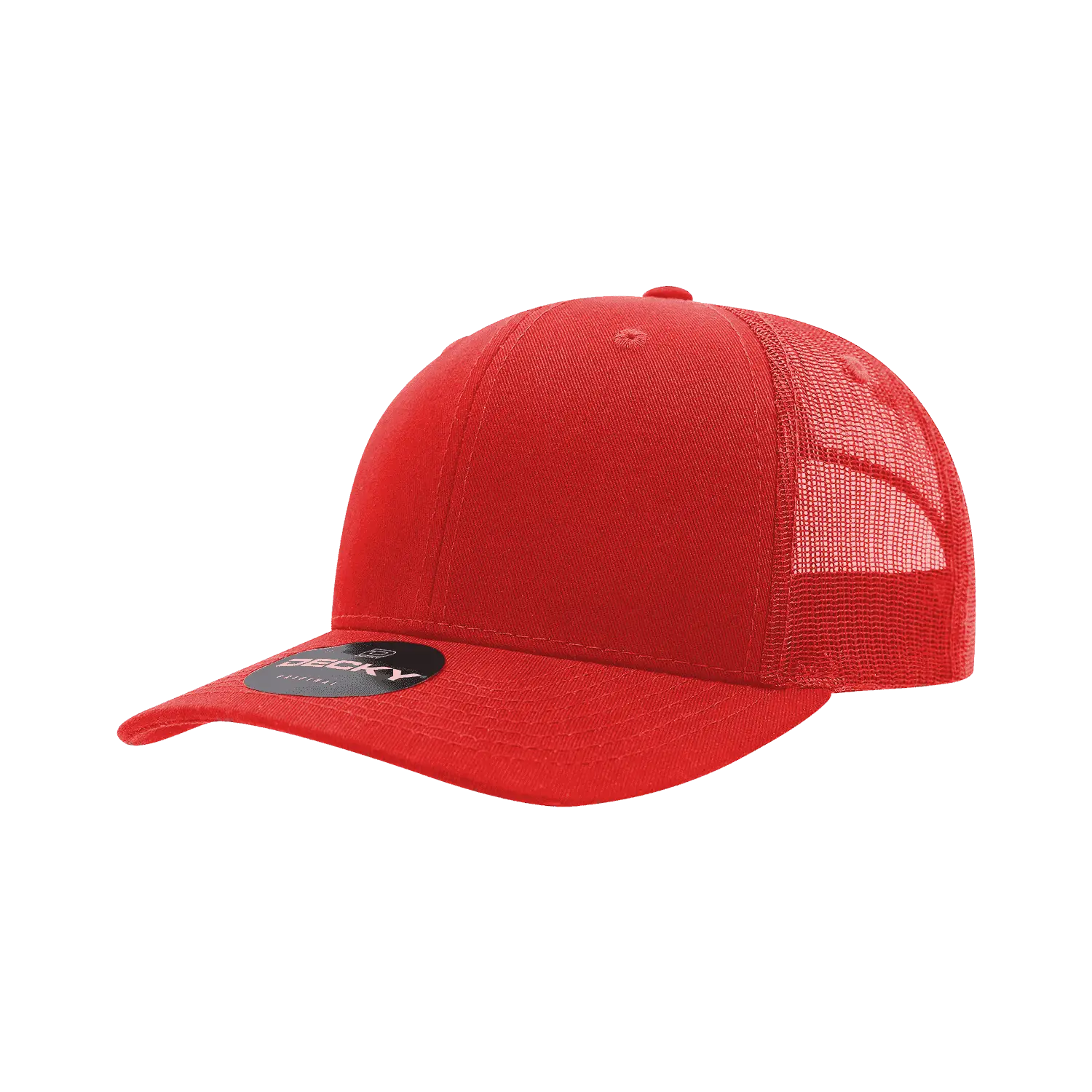 Decky 6021 Mid Profile 6 Panel Poly Cotton Trucker Cap - Red - Red / One Size Fits Most