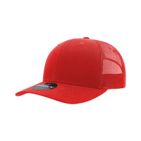 Decky 6021 Mid Profile 6 Panel Poly Cotton Trucker Cap - Red - Red / One Size Fits Most