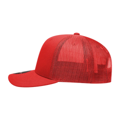 Decky 6021 Mid Profile 6 Panel Poly Cotton Trucker Cap - Red - Red / One Size Fits Most