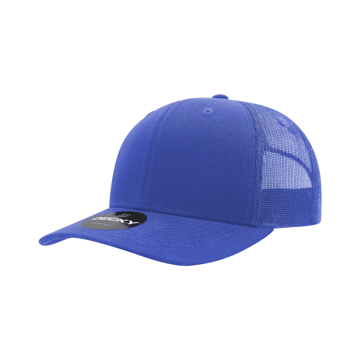 Decky 6021 Mid Profile 6 Panel Poly Cotton Trucker Cap - Royal - Royal / One Size Fits Most
