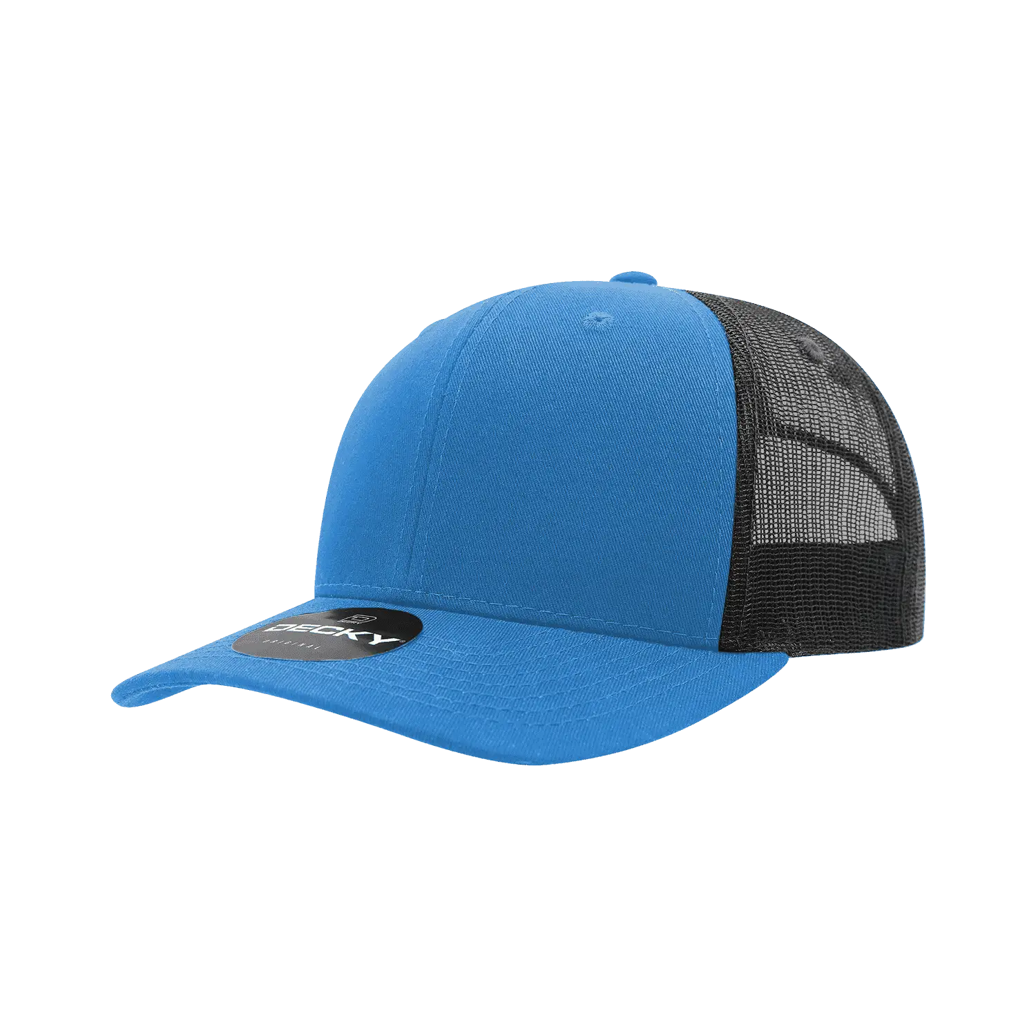 Decky 6021 Mid Profile 6 Panel Poly Cotton Trucker Cap - Sky Black - Columbia Blue Black / One Size Fits Most