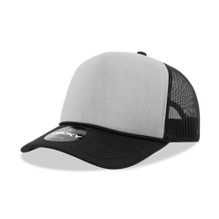 Decky 6025 Mid Profile 6 Panel Poly Cotton Trucker Cap - Black Gray Black - Black Light Gray / One Size Fits Most