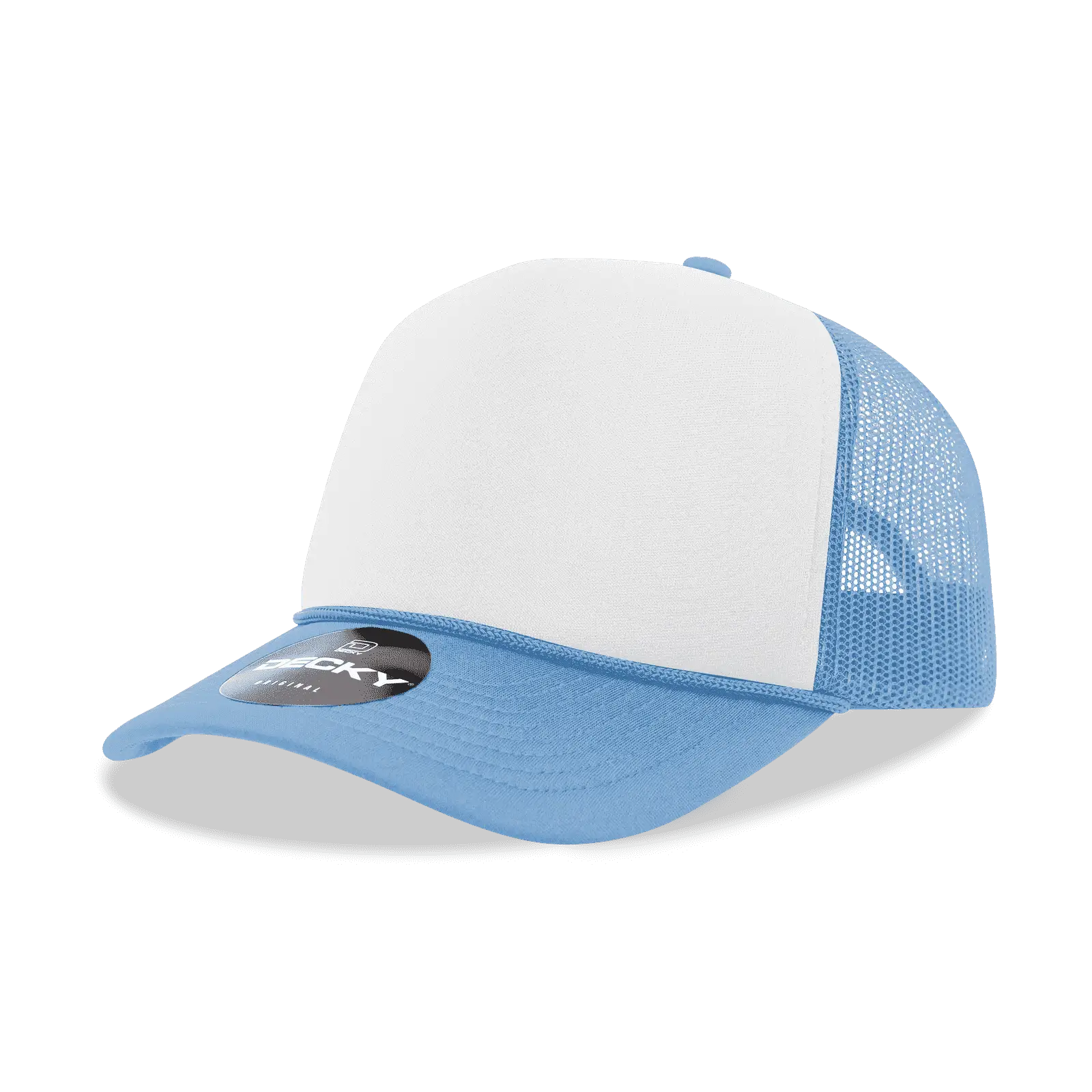 Decky 6025 Mid Profile 6 Panel Poly Cotton Trucker Cap - Sky White Sky - Columbia Blue White / One Size Fits Most
