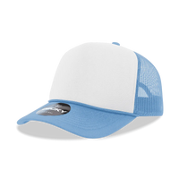 Decky 6025 Mid Profile 6 Panel Poly Cotton Trucker Cap - Sky White Sky - Columbia Blue White / One Size Fits Most