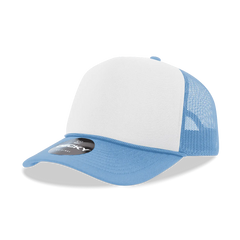 Decky 6025 Mid Profile 6 Panel Poly Cotton Trucker Cap - Sky White Sky - Columbia Blue White / One Size Fits Most