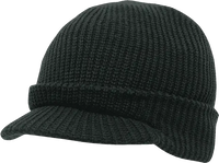 Decky 605 GI Jeep Beanie with Visor - Black - Black / One Size Fits Most