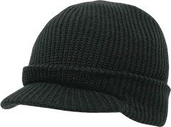 Decky 605 GI Jeep Beanie with Visor - Black - Black / One Size Fits Most