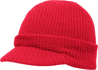 Decky 605 GI Jeep Beanie with Visor - Red - Red / One Size Fits Most